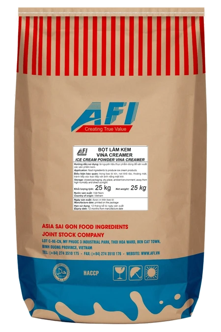 Quy cách bao bì của sản phẩm bột kem không sữa Vina Creamer